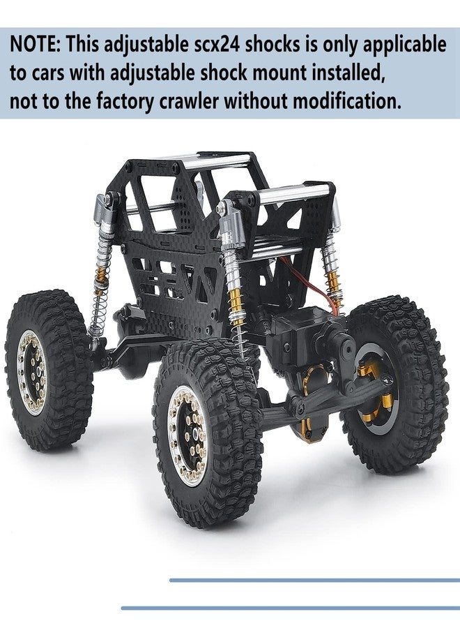 MORLORDY 4Pcs Aluminum Alloy RC Shock 53mm Adjustable Shocks Absorber Dampers Threaded Shock Bodies for 1/24 RC Crawler Car SCX24 Shocks 53mm Upgrades Accessories, Black and Silver - Image 2